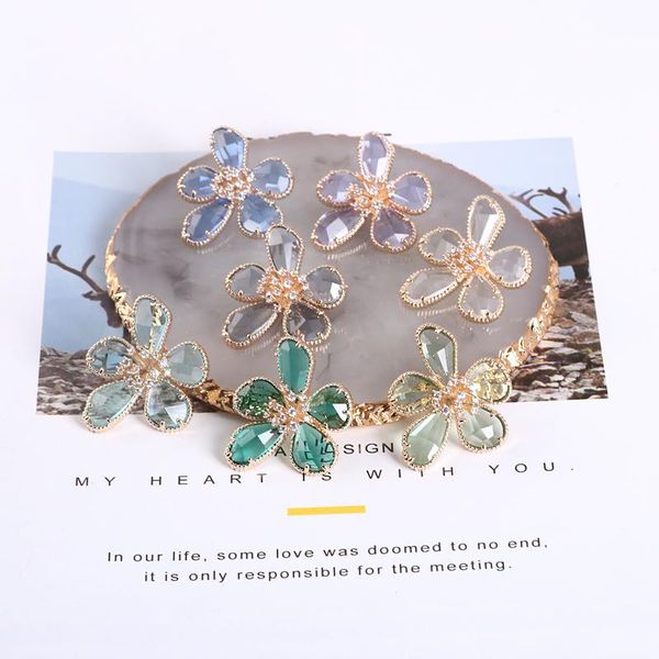 

dangle & chandelier fashion zirconia petals earring luxury 18k gold plated heavy jewelri for women summer sweet style, Silver