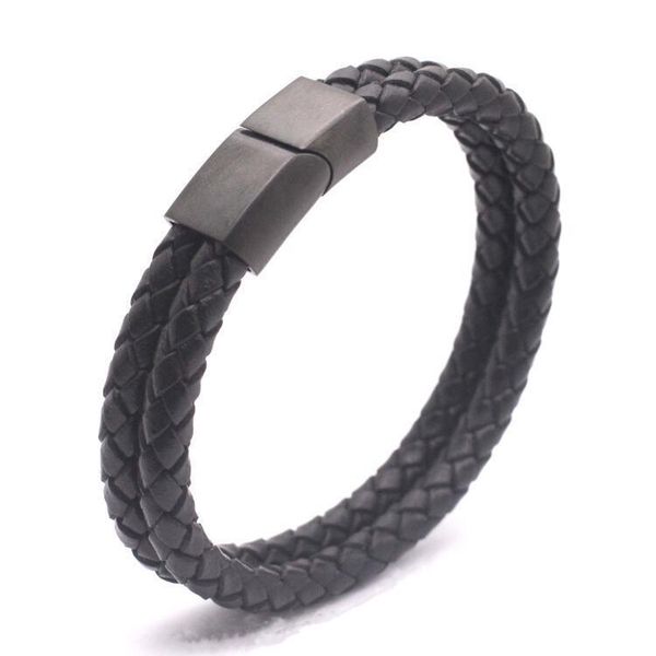 

charm bracelets 6 sizes trendy multilaye weave black leather bracelet men women cuff magnet & bangles fashion jewelry, Golden;silver