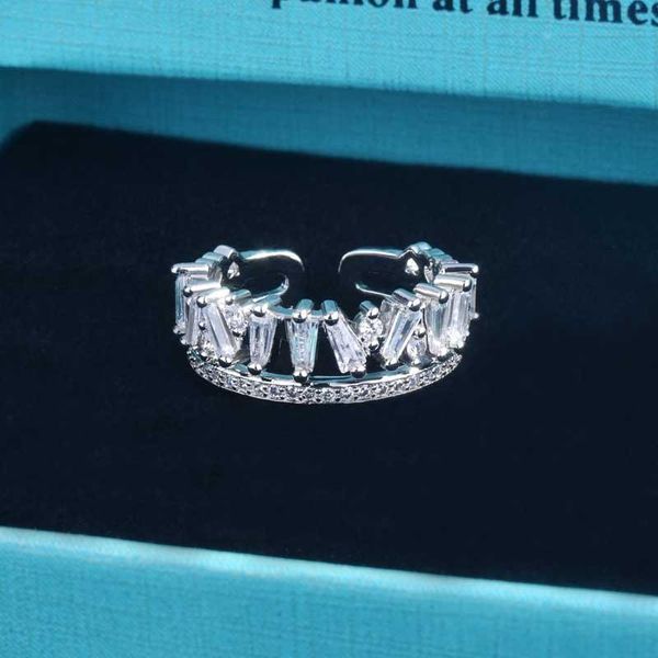 

wedding rings korean style trend adjustable opening double layer finger ring inlay irregular zircon punk jewelry for women party, Slivery;golden