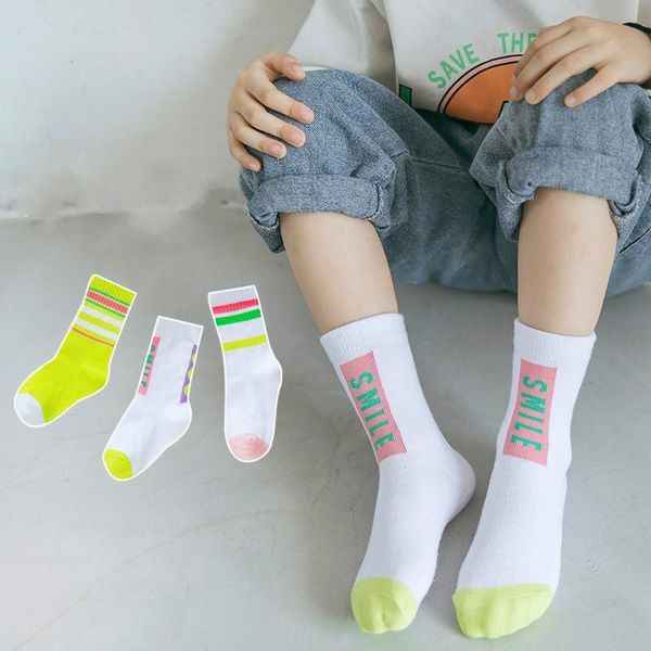 

pairs spring autumn kids socks striped baby boys girls 0-8 years old children cotton sports, Pink;yellow