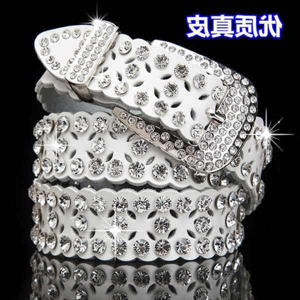 

with diamond belt diamond women's diamond inlaid fashion versatile black and white decorative belt pin buckle jeans belt, Black;brown