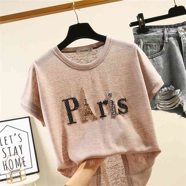 

summer woman casual short sleeve o neck letter t-shirt women's tee tees students cotton a738 210519, White