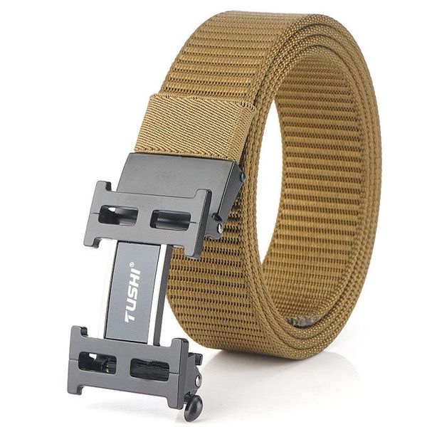 

belts alloy buckle letter h men's canvas automatic smooth belt casual nylon jeans luxury cinturones para mujer, Black;brown