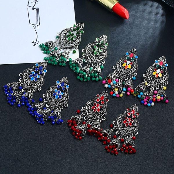 

charms retro bollywood kundan jhumka jhumki drop earrings gypsy fashion jewelry p9ja, Bronze;silver