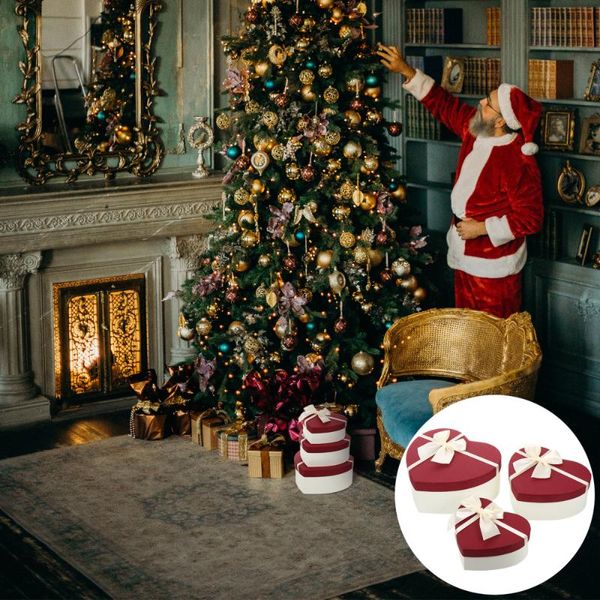 

3pcs heart shaped gift box bow-knot paper boxes delicate case wrap