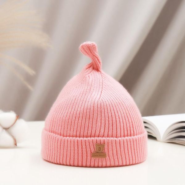 

caps & hats winter baby beanie hat drop shape kids knitted solid color crocheted girl boy bonnets for born infant 0-1y, Yellow