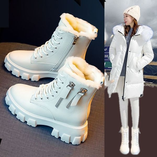 

2021 winter fashion martin boots women with british wind and short increased buskin add cotton boot size 35-40, Black