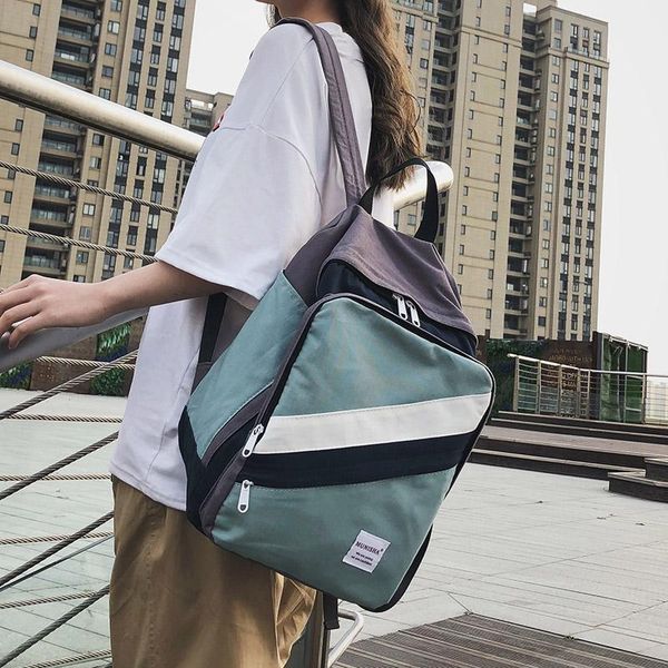 

outdoor bags large capacity stitching backpacks for women 2021 cotton backpack teens girls school book shoulder bag