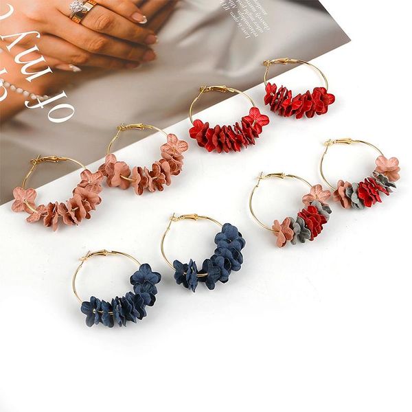 

dangle & chandelier 1pcs/bag vintage fabric flower jewelry big circle earrings accessories for diy women gold female, Silver