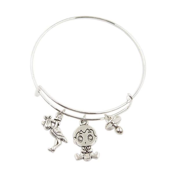 

cuff drop baby girl boy pacifier bracelet silver color bead bracelets & bangles fashion jewelry gift, White