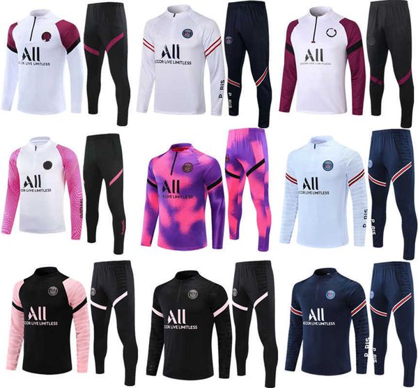 

2022 paris 2021 tracksuit training suit mbappe survÃªtements sweater 21 22 chandal set, Black