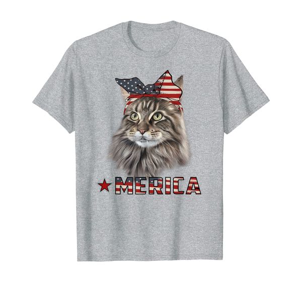 

american 4th of july t shirt maine coon cat lover gifts t-shirt, White;black