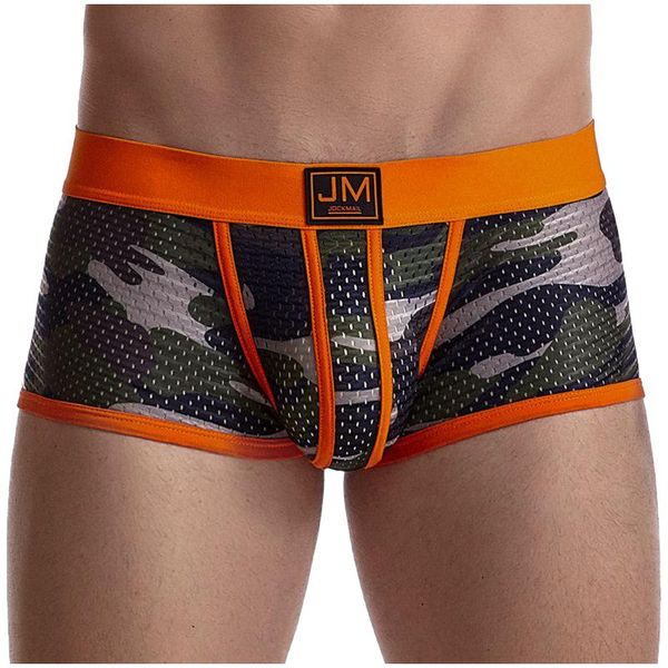 

underpants gay men's underwear camouflage breathable mesh four-corner low-rise cotton boxer-shorts soft -sale, Black;white