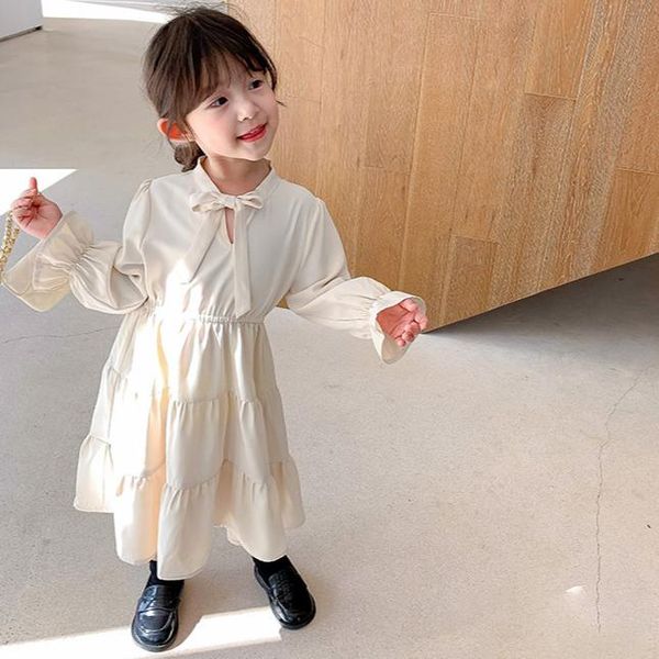 

girl's dresses 2021 spring arrival girls long sleeve white princess dress kids korean clothes, Red;yellow