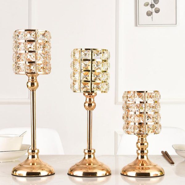 

candle holders golden crystal holder modern european style metal wedding candlestick model home table decoration ornament