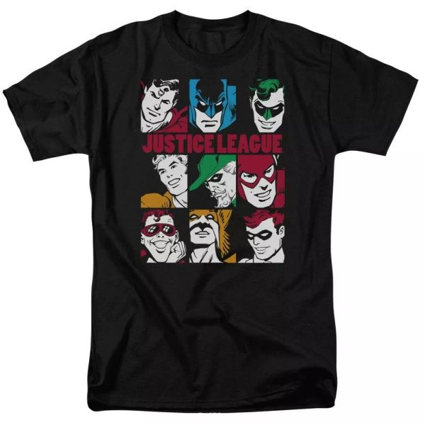 

Justice League Nine Blocks Of Justice T-Shirt DC Comics Sizes S-3X NEW, White;black
