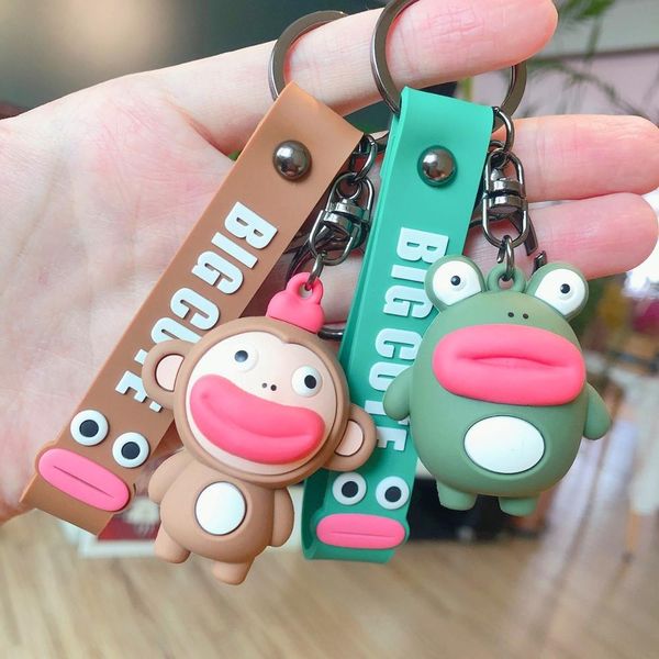 

cute sausage mouth keychains cartoon big mouth figure key chains bag car pendant key rings new year decoration party gift, Slivery;golden