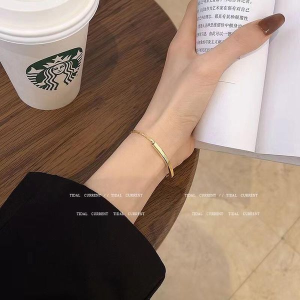 

link, chain xxixx fashion women lady metal rectangle slider bracelet gold adjustable drawstring tightening bractlet jewelry x-97, Black