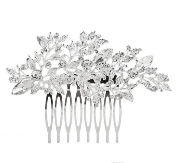 2021 Threezy Bonsy Folha Folha Flor Designs Sparkling Cristal Imitação Pérolas Cabelo Nupcial Pentes Tiara Mulheres Acessórios De Casamento