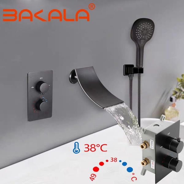 

constant temperature bathroom set bathtub faucet bath shower tap mixer water in wall waterfall concealed sets