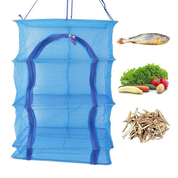 

laundry storage & organization 4 layers fish mesh hanging net durable folding vegetable dishes dryer drying rack