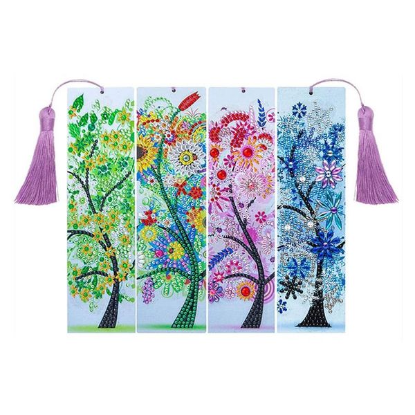 

bookmark 4pcs 5d diamond painting bookmarks kits for adults seasons trees art special shape diamonds 8.3x2.4 inch