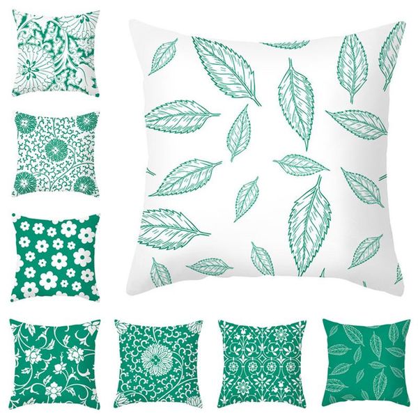 

cushion/decorative pillow 45*45cm green pillowcase flowers cushion case home decorative lumbar cover sofa car decor