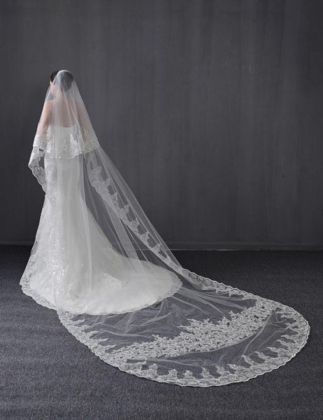 

bridal veils 2 tiers lace sequin wedding shiny custom, Black