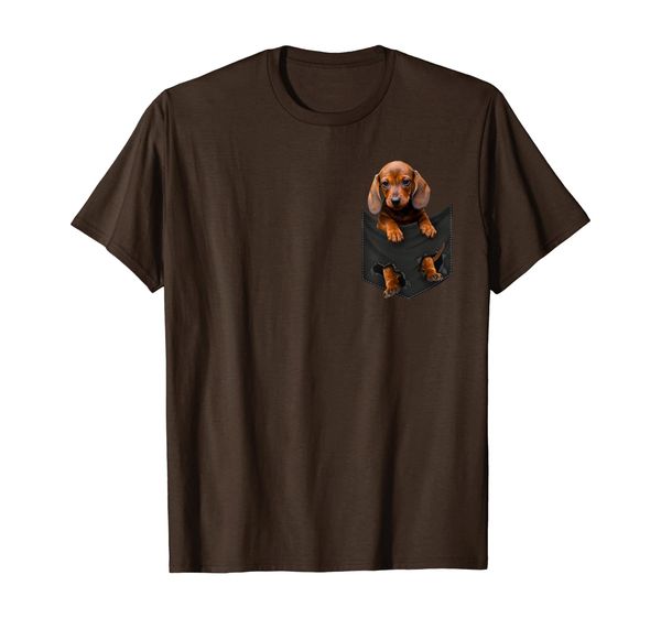 

dachshund in pocket t-shirt t-shirt, White;black