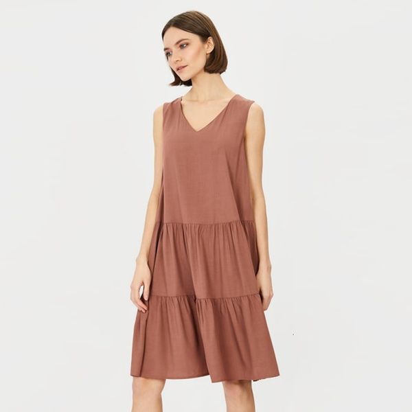 

casual dresses summer dress women v-neck sleeveless pure color comfortable loose basic fashion 2021 new arrival wfa4, Black;gray