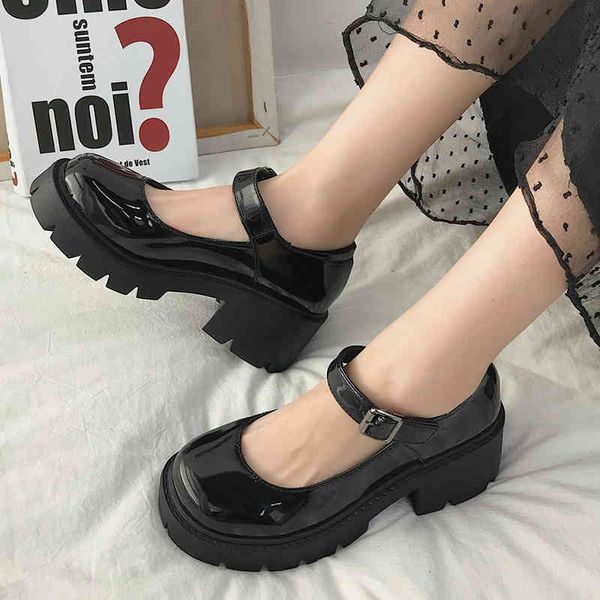 

dress shoes spring leather platform shoes women casual oxford apartments heavy moccasins ladies wedge lolita mary jane l4m2, Black