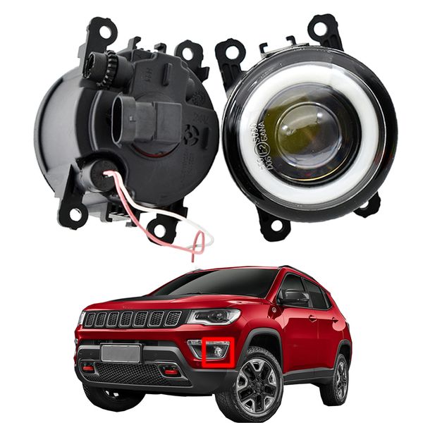 

fog light for jeep compass mp 2017-2018 2 pcs front bumper lamp styling angel eye led lens 12v h11