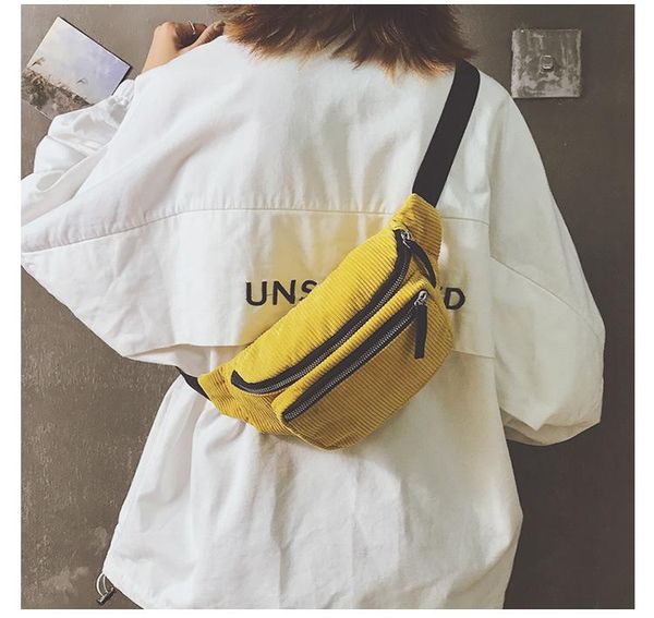 

ladies designer canvas fanny pack fashion street money banana phone chest bag bum belt bags women men corduroy waist