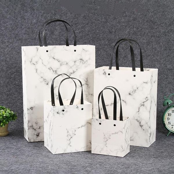 

gift wrap bag white marble card paper handbag wedding decoration for birthday year party box