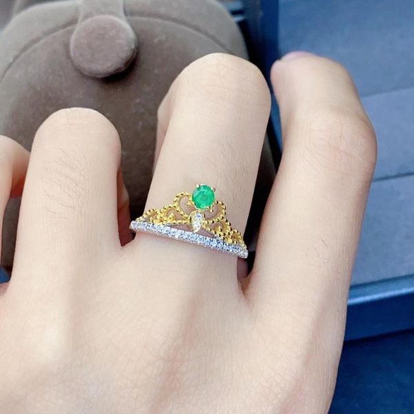 

cluster rings 100% 925 sterling silver natural green emerald fine jewelry gift women wedding wholesale plant jcj3.53.588agml, Golden;silver