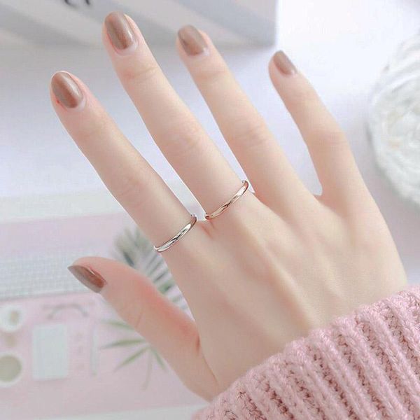 

wedding rings smooth titanium stainless steel couple 2mm rose gold fashion simple women men lovers jewelry engagement party gift, Slivery;golden