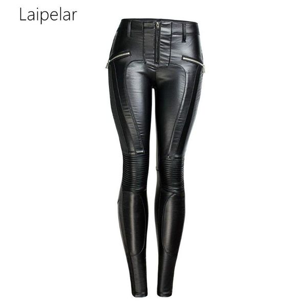 

laipelar jeans women pu leather black pencil pants high wasit button 2021 autumn and winter slim skinny women's, Blue