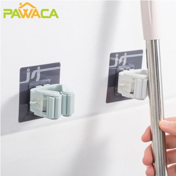 

hooks & rails mop holder broom hanger organizer storage rack wall mounted clip clamping gripper hook kitchen bathroom household tool