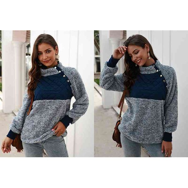 

white sweatshirts women long sleeve patchwork color fahsion autumn winter pullover black ladies plush warm clothing, White;black
