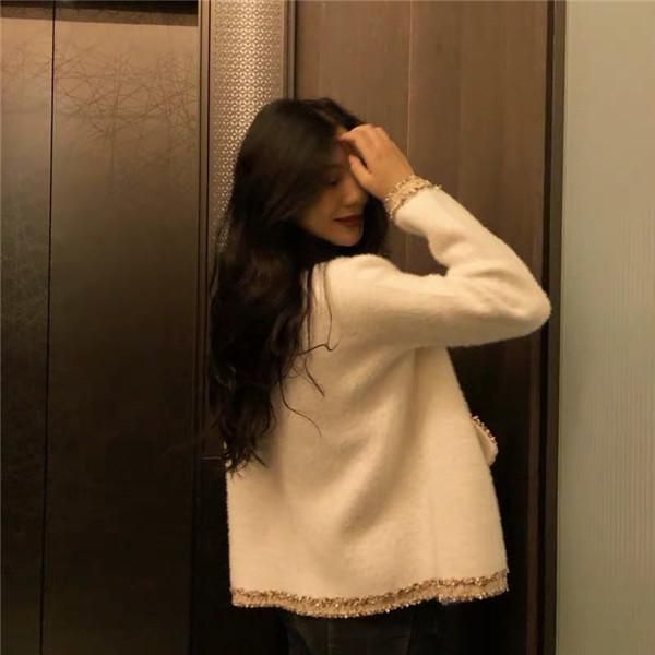 

women's jackets cakucool women autumn spring mink velvet knitted jacket long sleeve loose korean sweet cardigan open stitch female 4 co, Black;brown