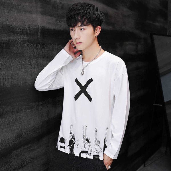 

men's t-shirts japo t-shirt dos homens manga longa o-pescoo amina t shirt engraado tee moda masculina desenhos animados camise xfzy, White;black
