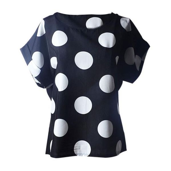 

women's blouses & shirts clothing women plus sizes short sleeve casual flower print tropical chiffon shirt blouse fashion o-neck dots f, White