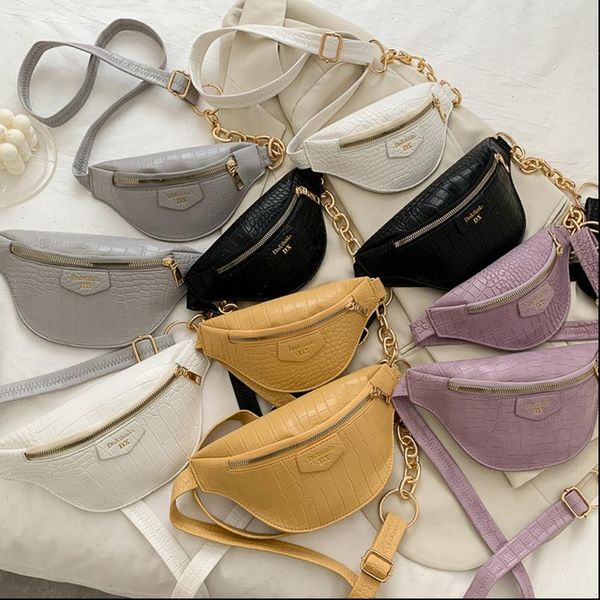 

fashion chain fanny pack waist bag brand belt pu leather chest belly two size