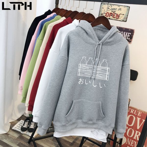 

streetwear casual thick warm women hoodies sweatshirts loose print plus size clothes pullover sweatshirt spring 210427, Black