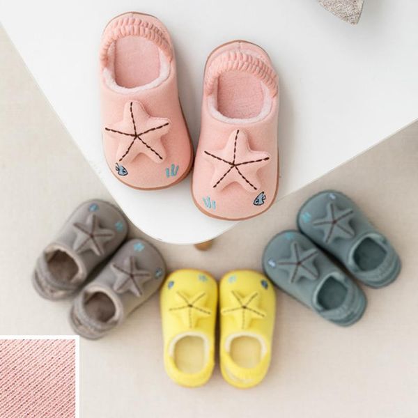 

slipper toddler boys girls little kid shoes warm cute star cartoon home slippers children' baby, Black;grey