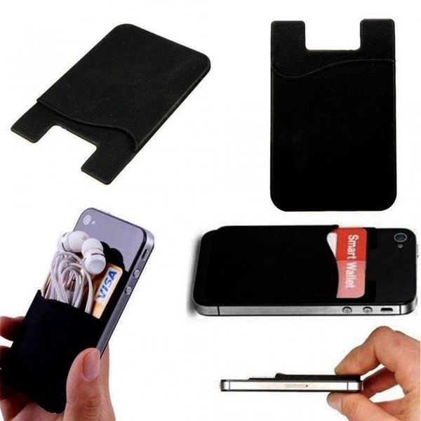 

adhesive sticker elastic stretch silicone cases cell phone storage id credit card holder universal wallet casea48
