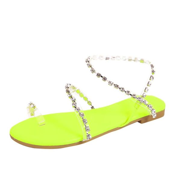 

sandals fashion women crystal flat with summer open toe shoes casual slippers sapatos femininos, Black