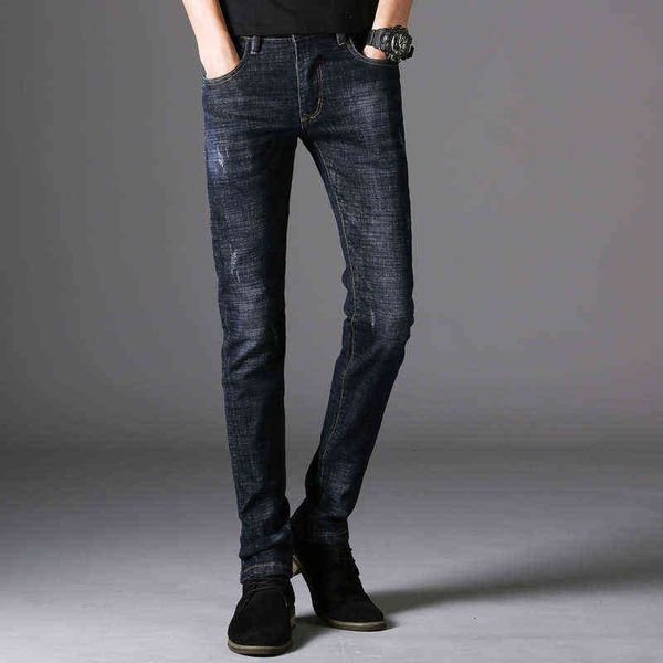 

men's jeans winter korean youth fashion casual slim fit men's elastic jeans, Blue
