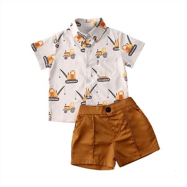 

0 5y toddler infant baby boys clothes sets cartoon print short sleeve t shirts shorts gentleman outfits, White