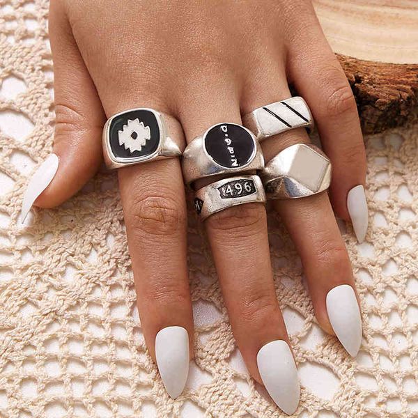 

personality exaggeration geometric set ins net red jewelry cold wind accessories ring, Silver